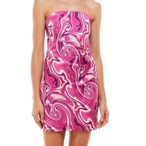 WAYF Emma Rose Kenny Strapless Minidress SM FUCHSIA SWIRL Nordstrom tiny snags